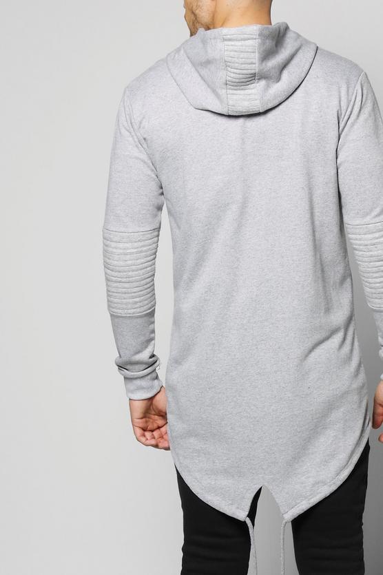 Longline Biker Hoodie With Fishtail Hem